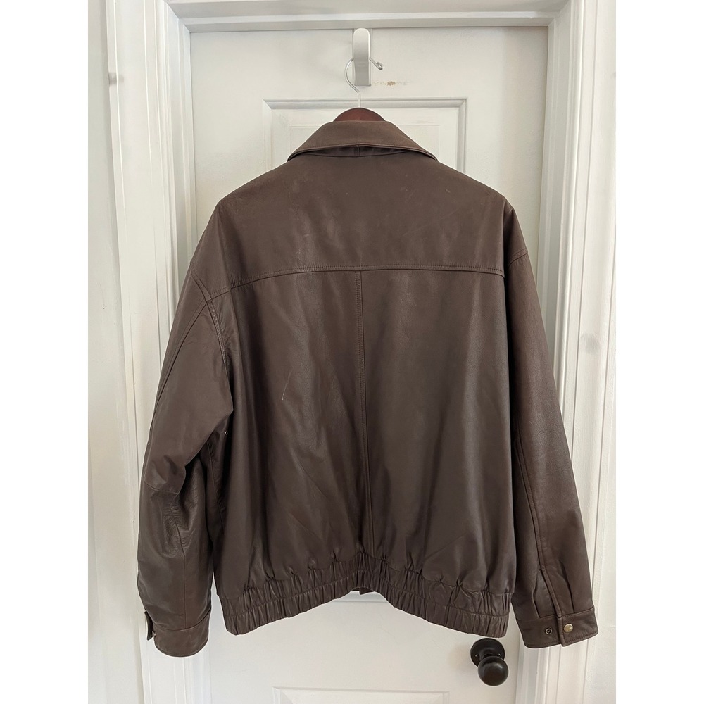 G-III Authentic Bomber Brown Leather Flight Jacket - Picture 5 of 8
